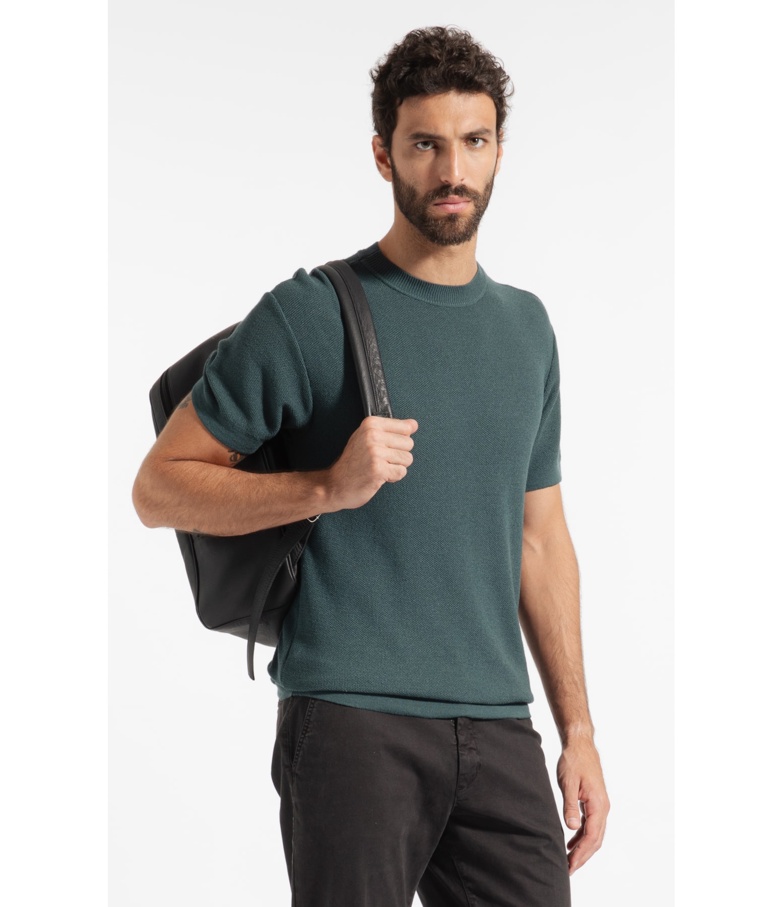 T-Shirt Linho Tricot Freddo Piquet Verde Escuro