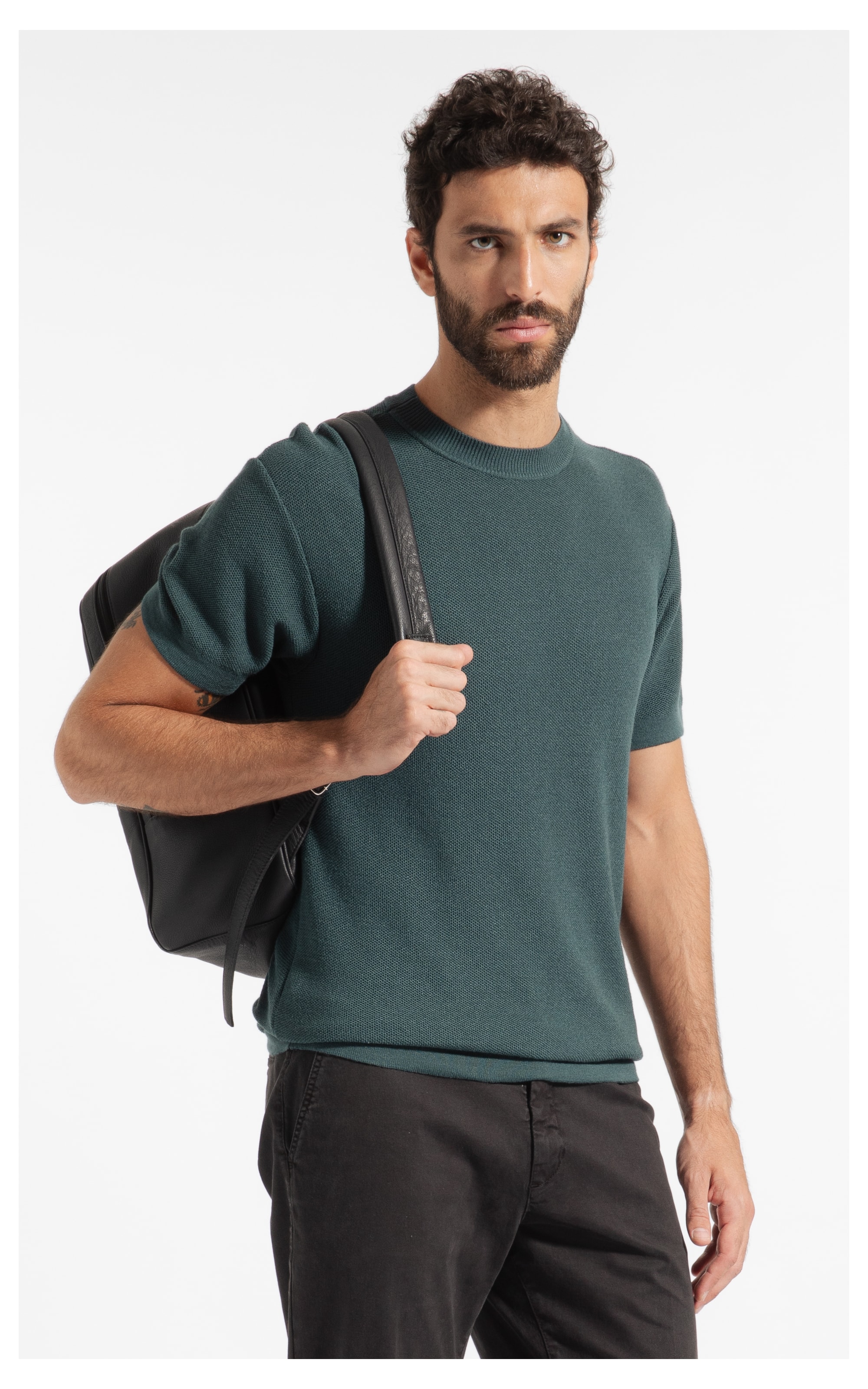 T-Shirt Linho Tricot Freddo Piquet Verde Escuro