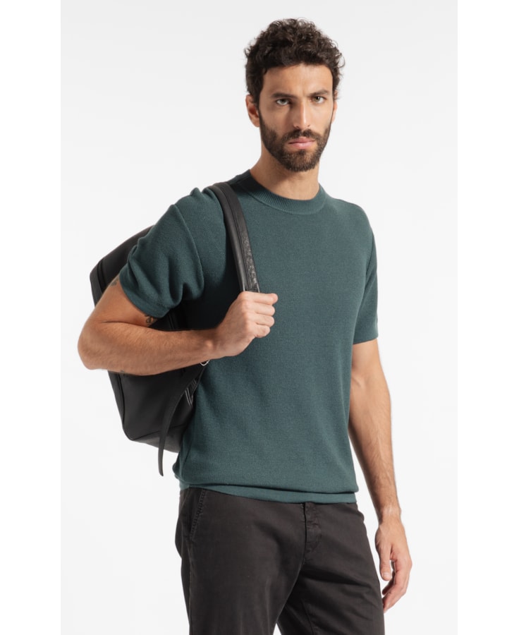 T-Shirt Linho Tricot Freddo Piquet Verde Escuro