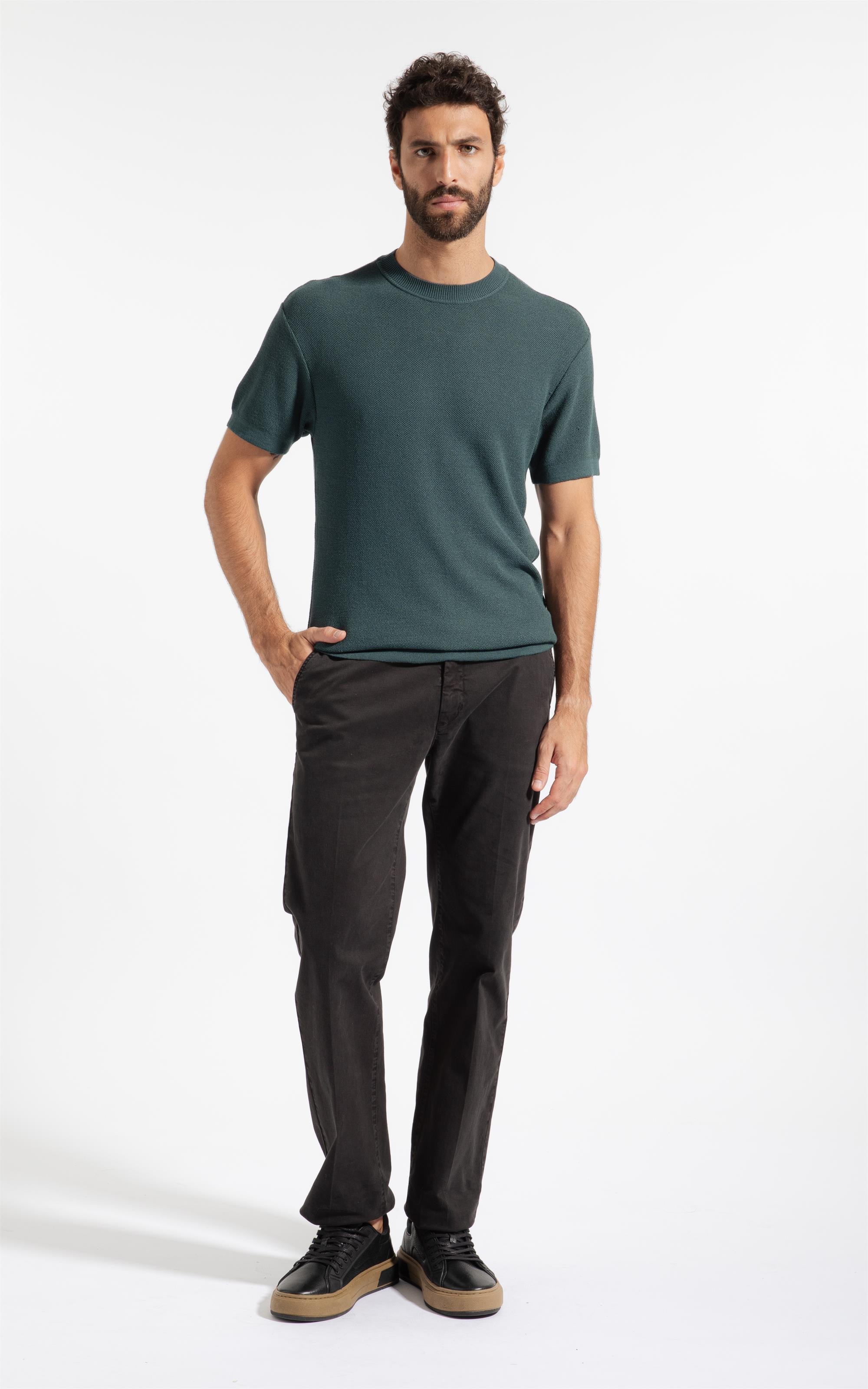 T-Shirt Linho Tricot Freddo Piquet Verde Escuro