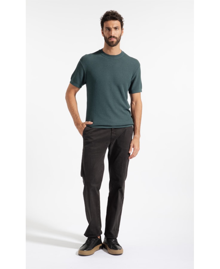 T-Shirt Linho Tricot Freddo Piquet Verde Escuro