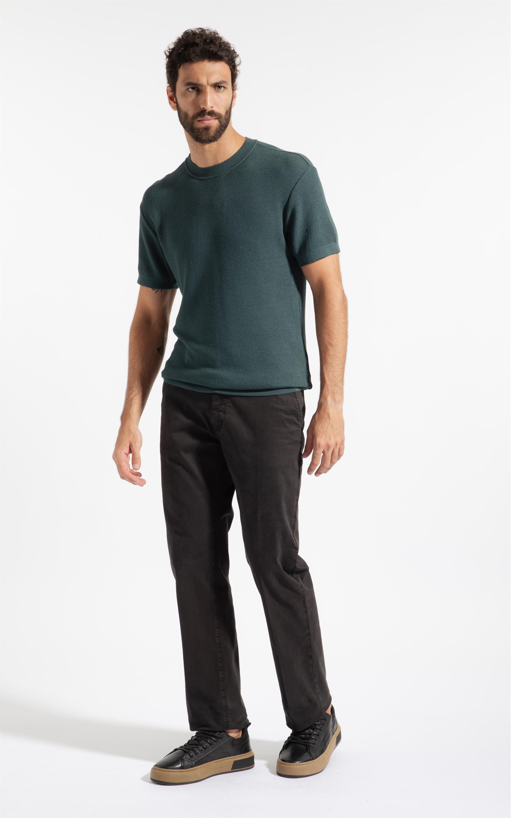T-Shirt Linho Tricot Freddo Piquet Verde Escuro