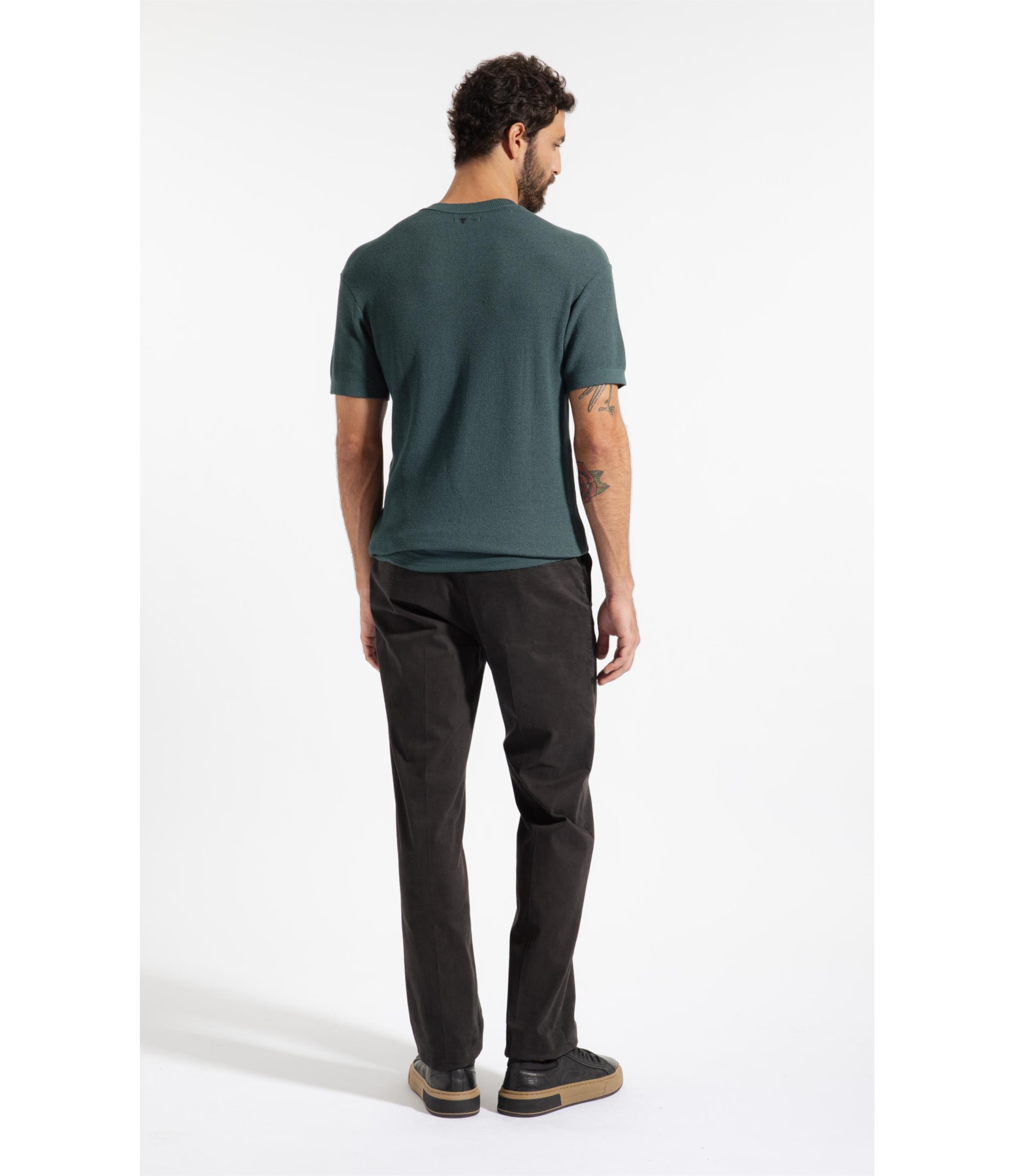 T-Shirt Linho Tricot Freddo Piquet Verde Escuro