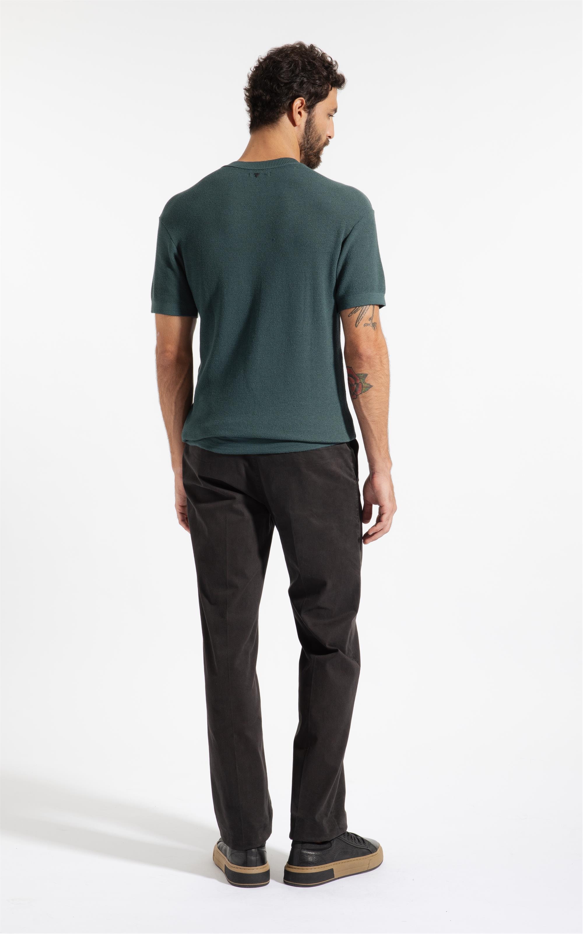 T-Shirt Linho Tricot Freddo Piquet Verde Escuro