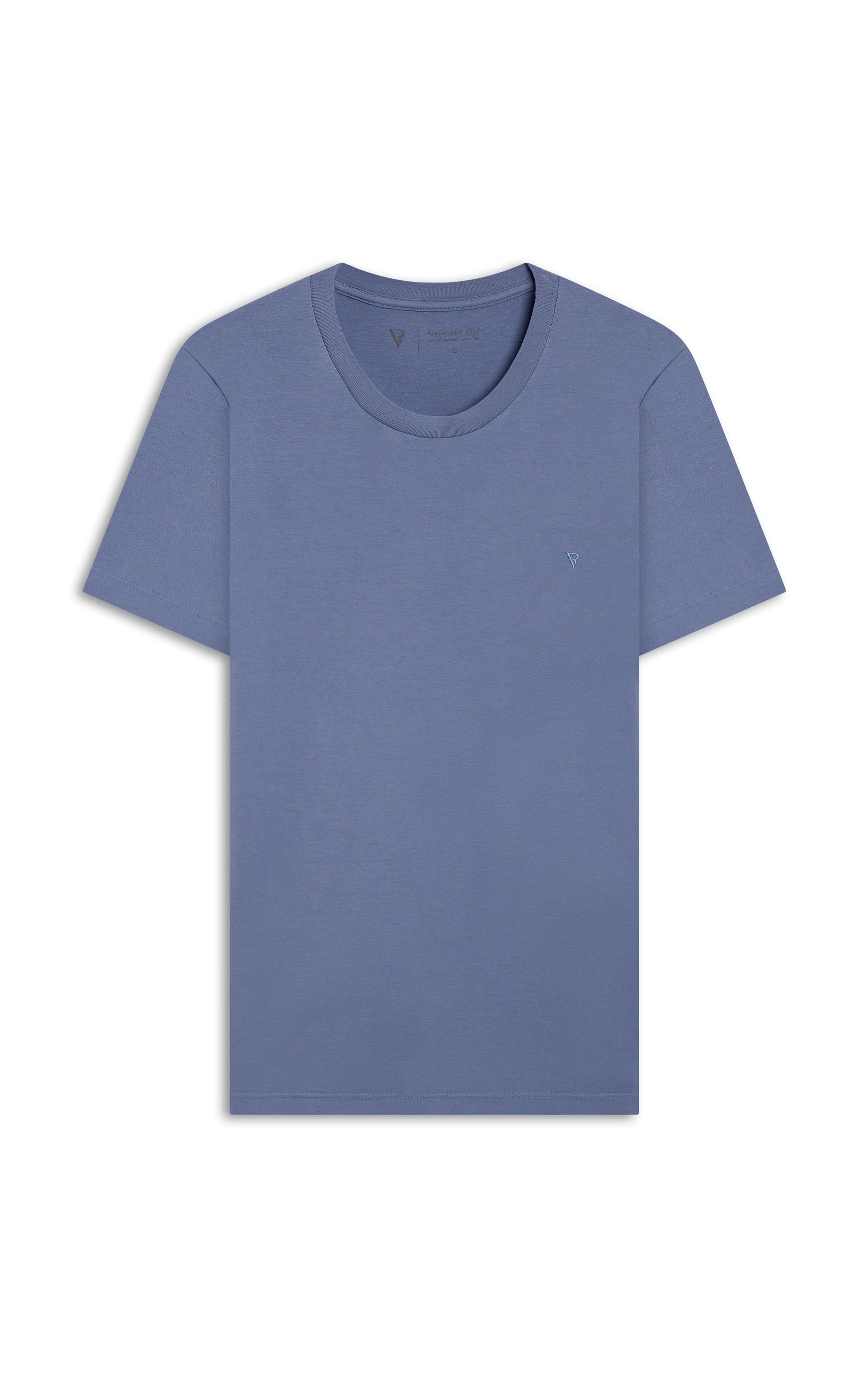 T-Shirt Malha Básica Azul Medio              