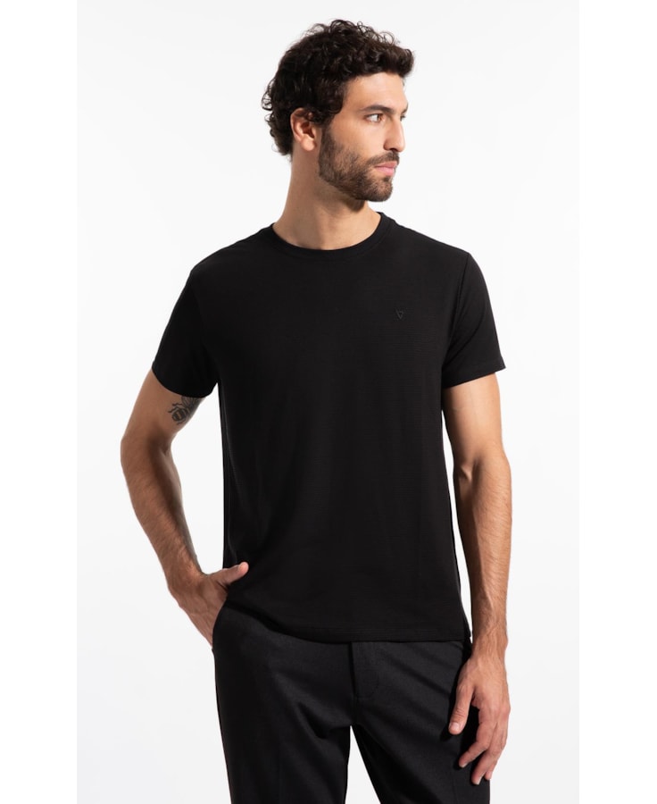 T-Shirt Mc Listrado Modal Classic Preto