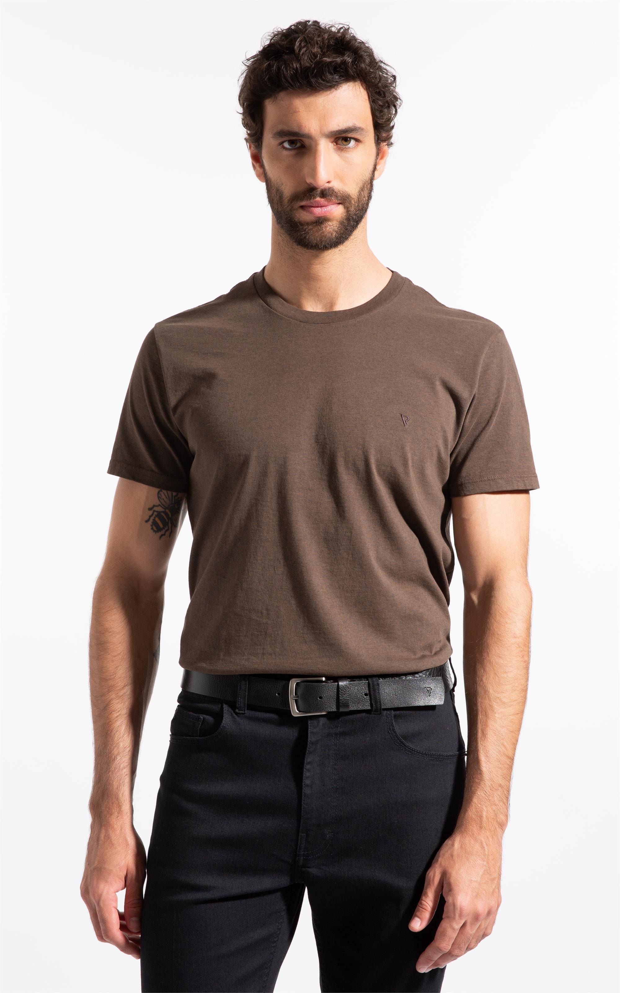 T-Shirt Melange Básica Tabaco