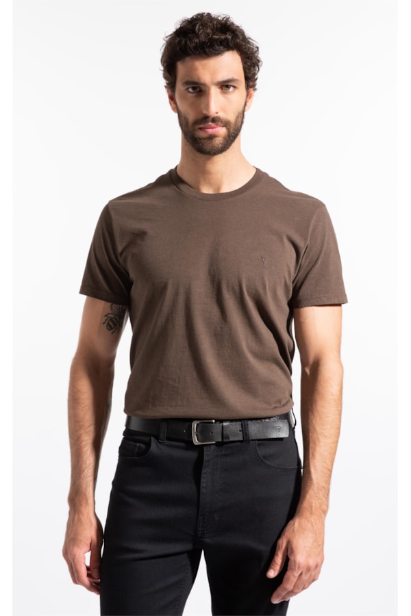 T-Shirt Melange Básica Tabaco