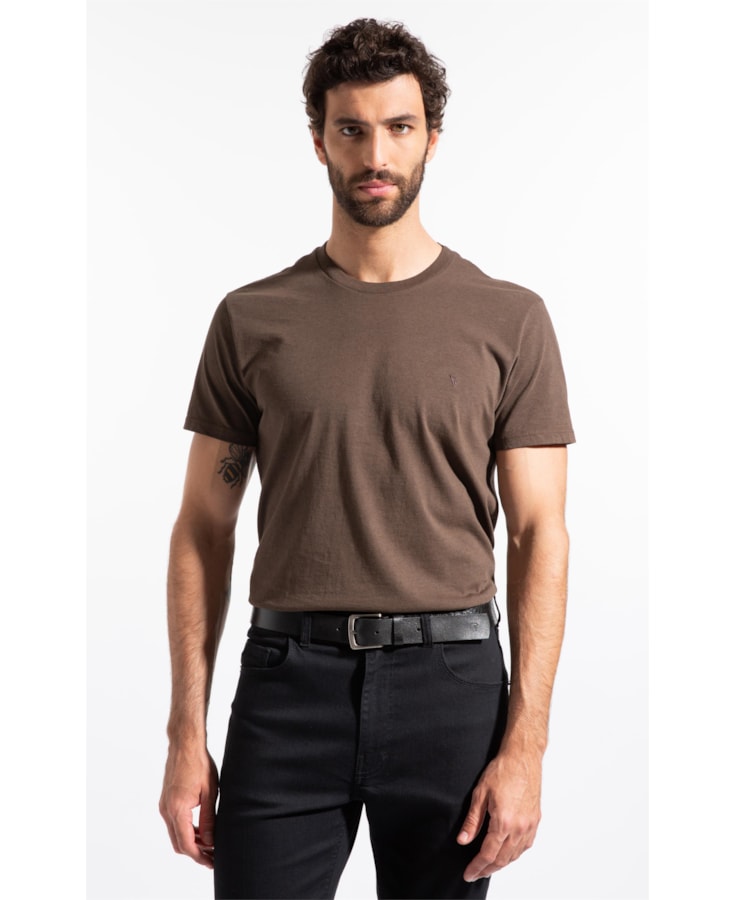 T-Shirt Melange Básica Tabaco