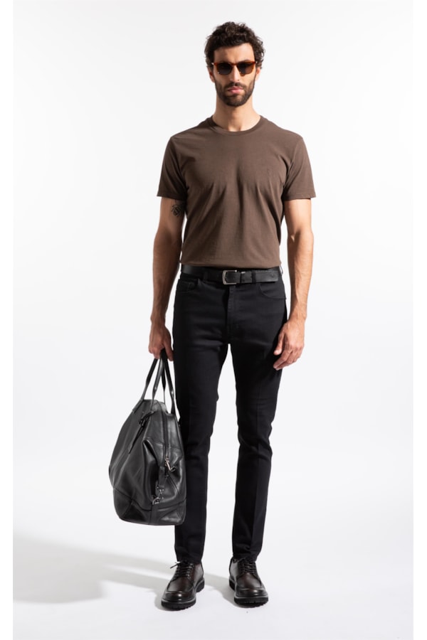 T-Shirt Melange Básica Tabaco