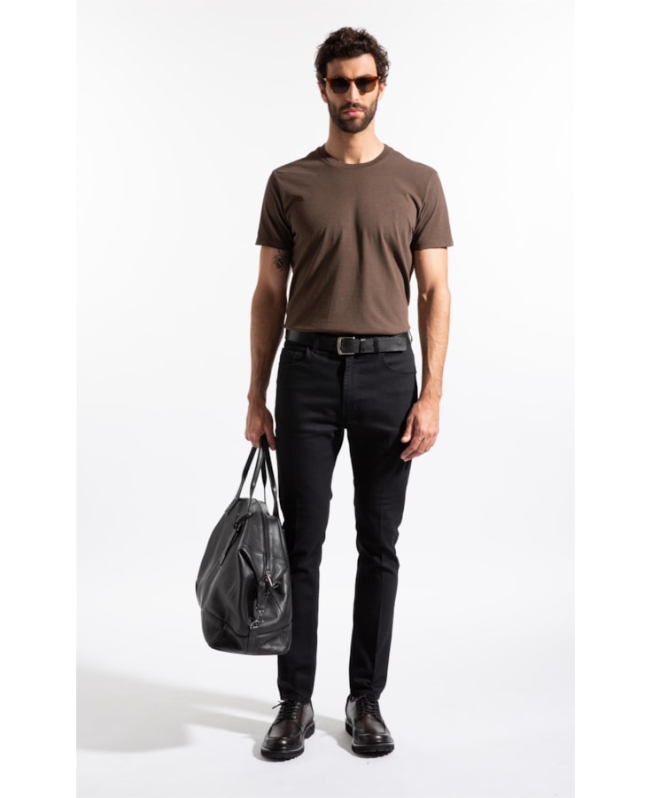 T-Shirt Melange Básica Tabaco