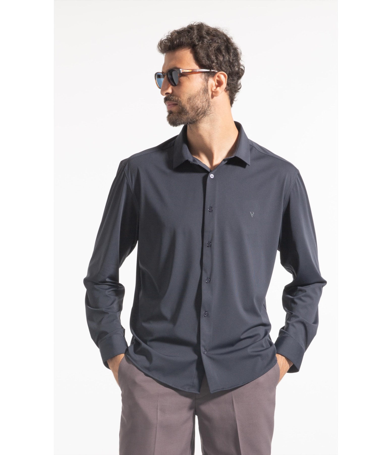 Tech Jersey Slim Shangai Fusioned Dark Navy