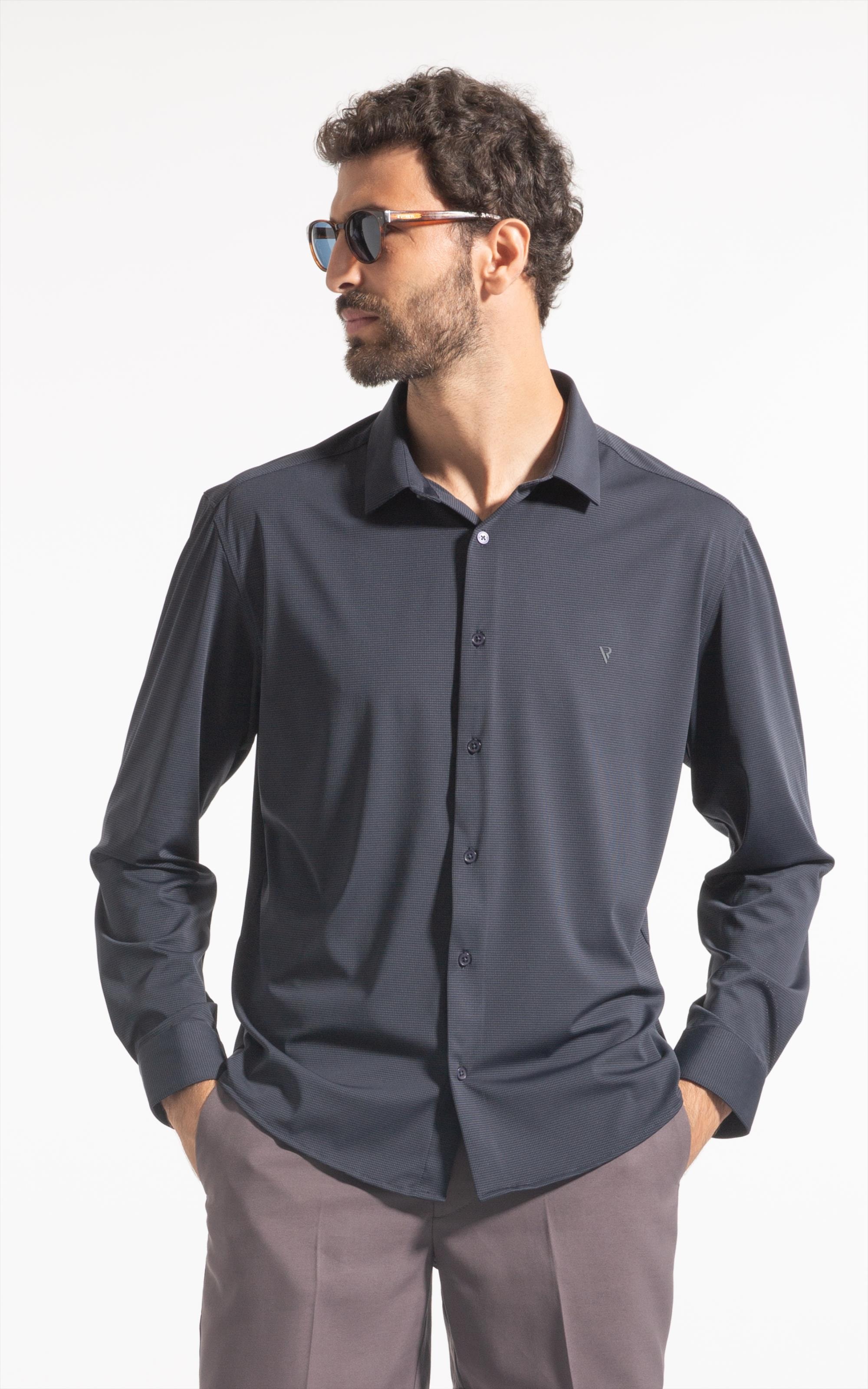 Tech Jersey Slim Shangai Fusioned Dark Navy