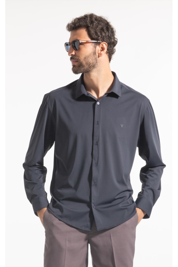 Tech Jersey Slim Shangai Fusioned Dark Navy