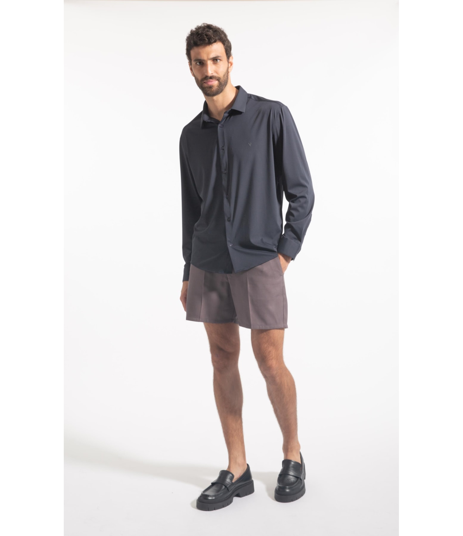 Tech Jersey Slim Shangai Fusioned Dark Navy