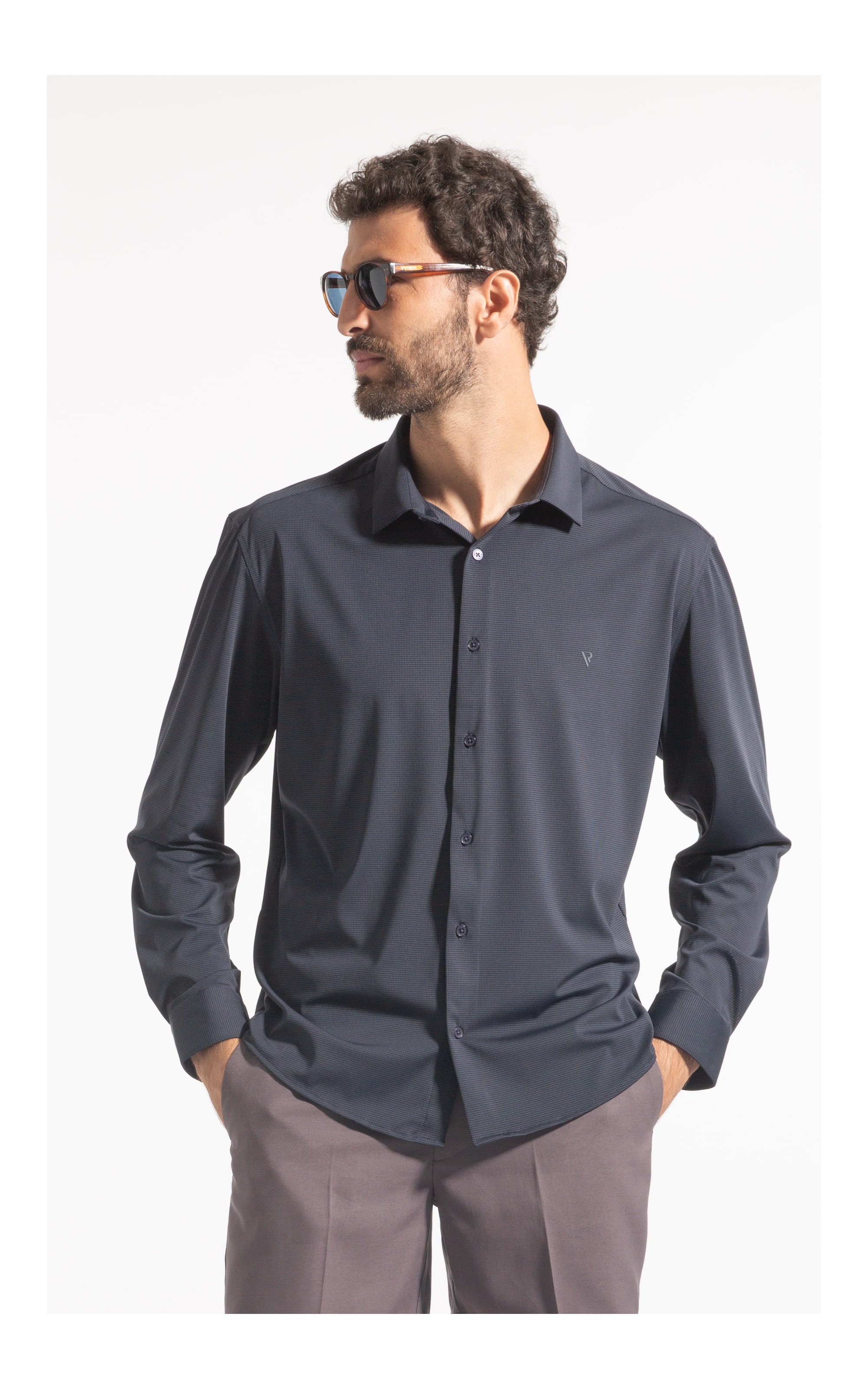 Tech Jersey Slim Shangai Fusioned Dark Navy
