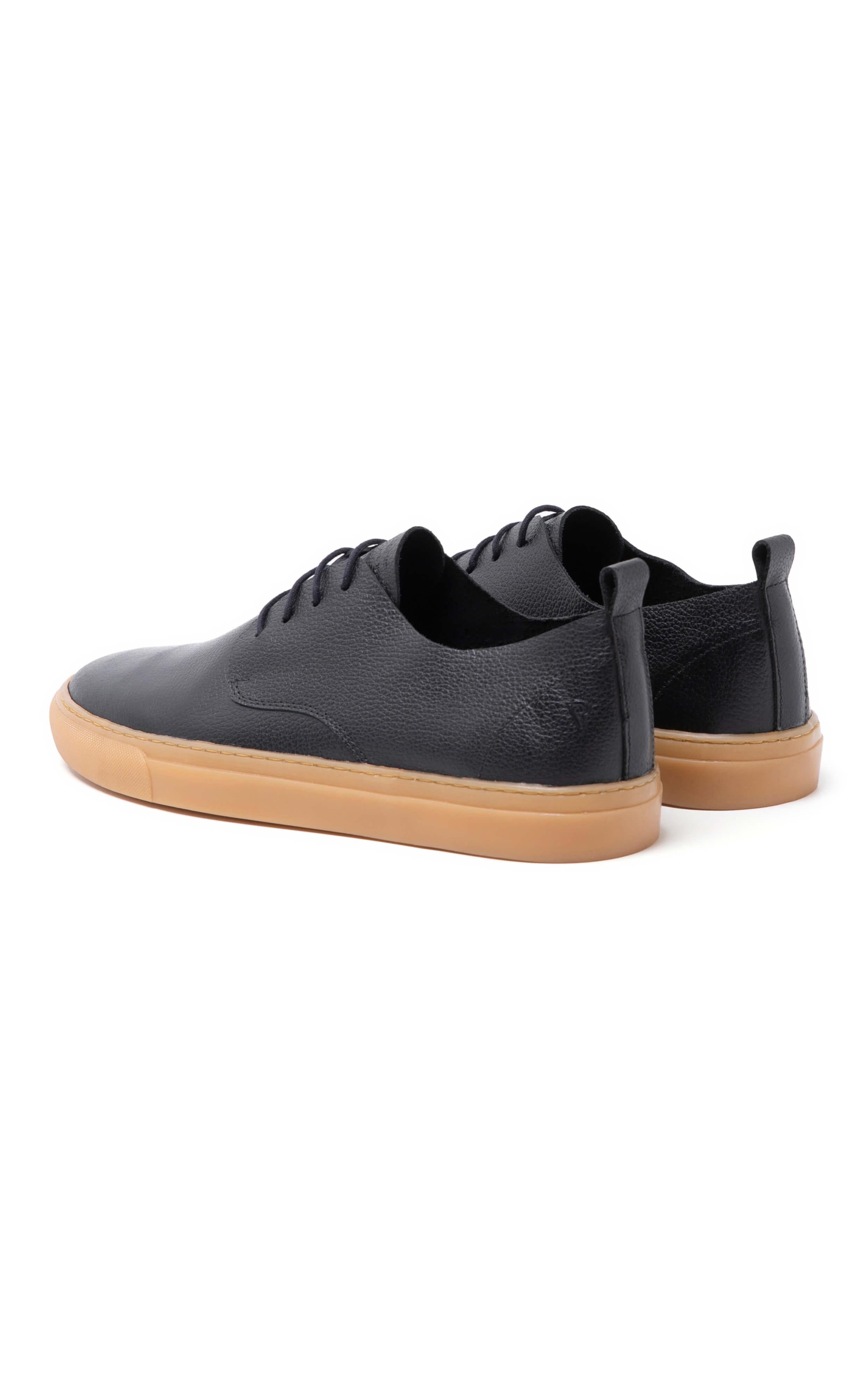 Tênis Couro Lace Up Preto