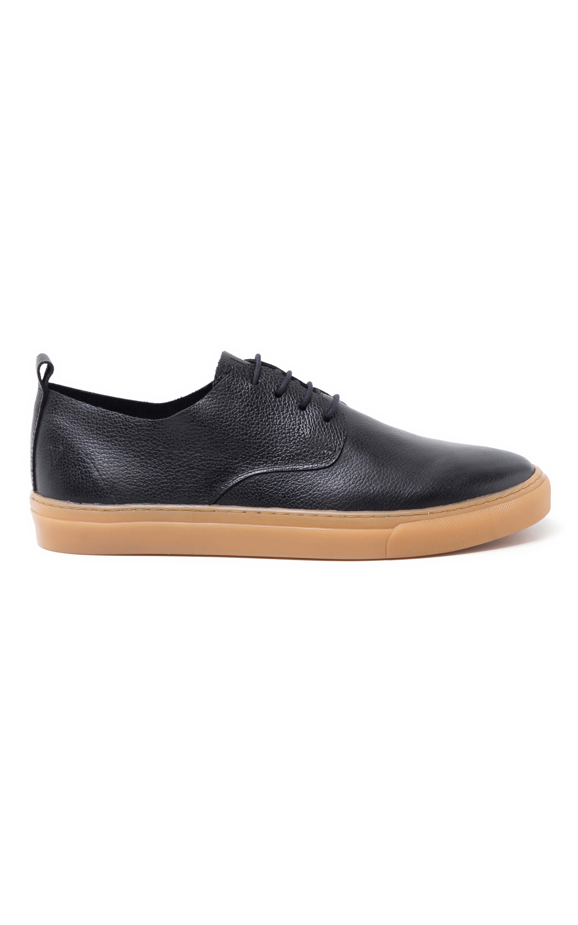Tênis Couro Lace Up Preto