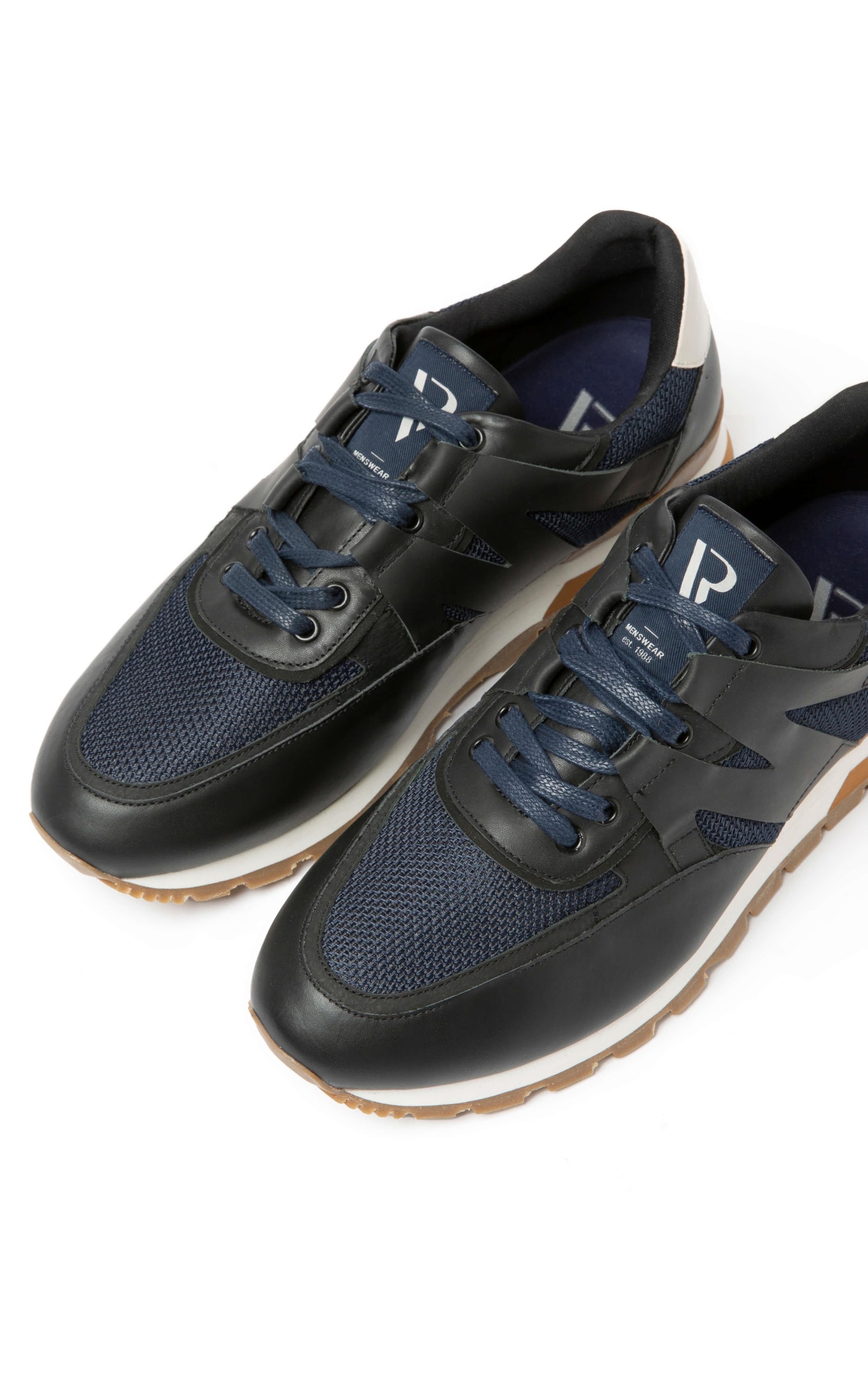 Tênis Jogging Couro e Mesh Preto