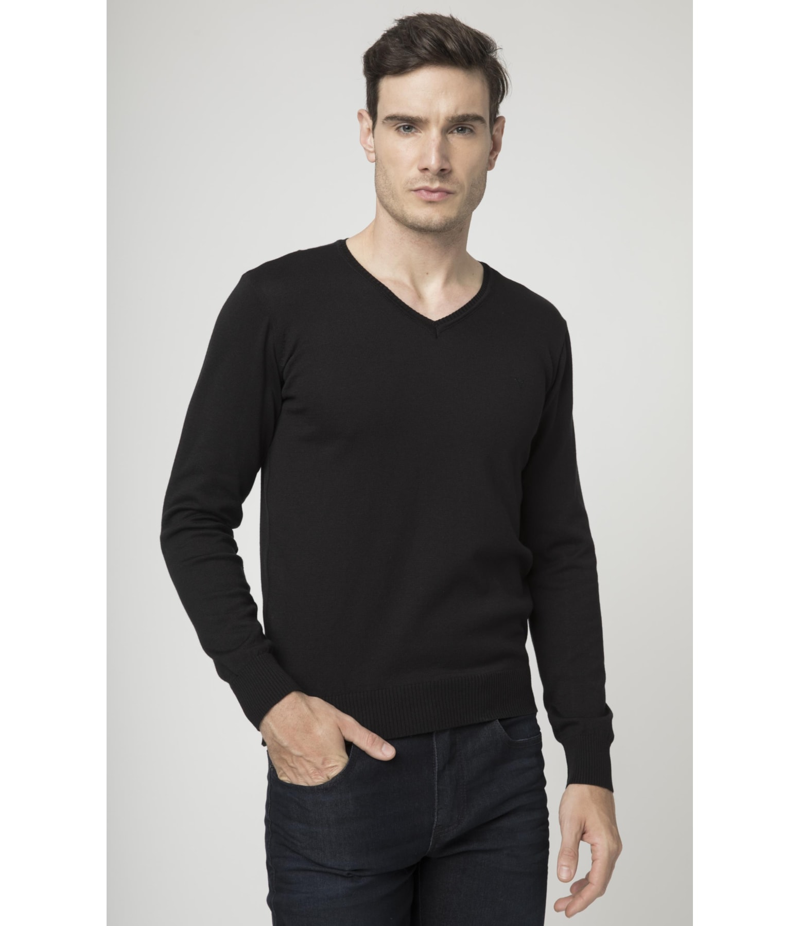Tricot Careca Manga Raglan Preto