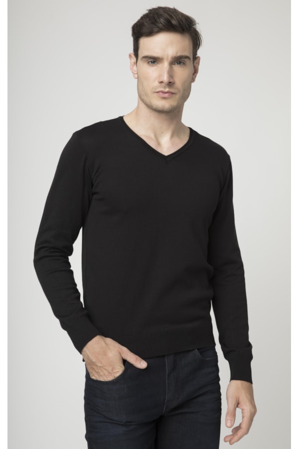 Tricot Careca Manga Raglan Preto
