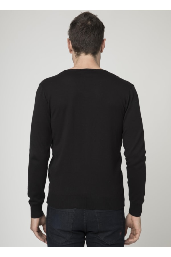 Tricot Careca Manga Raglan Preto