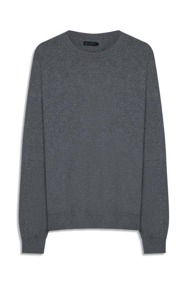 Tricot Cashmere Gola Careca Chumbo Mescla