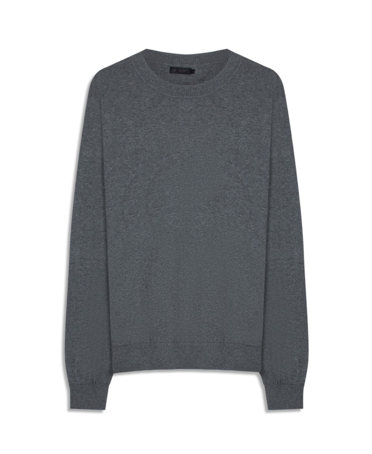 Tricot Cashmere Gola Careca Chumbo Mescla