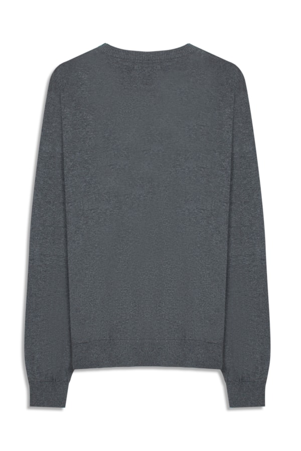 Tricot Cashmere Gola Careca Chumbo Mescla