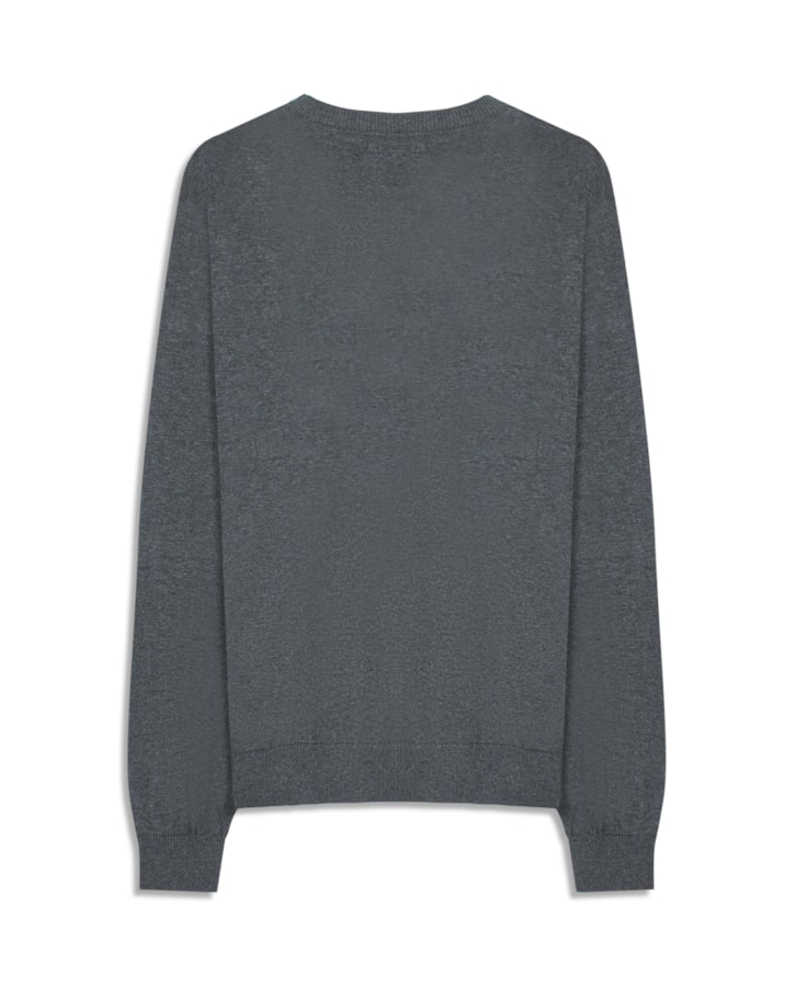 Tricot Cashmere Gola Careca Chumbo Mescla