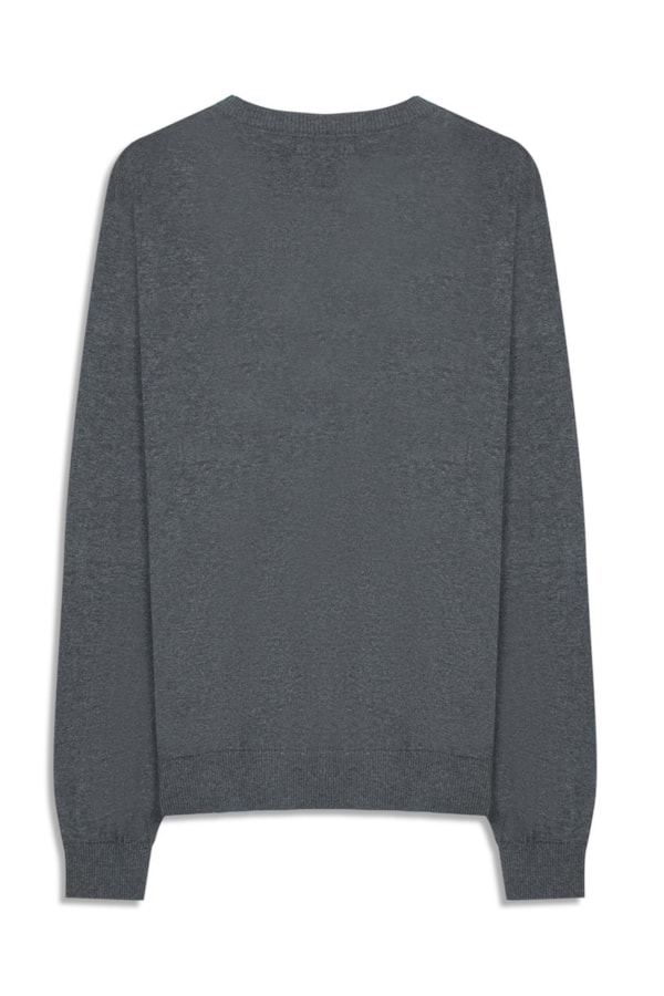 Tricot Cashmere Gola Careca Chumbo Mescla