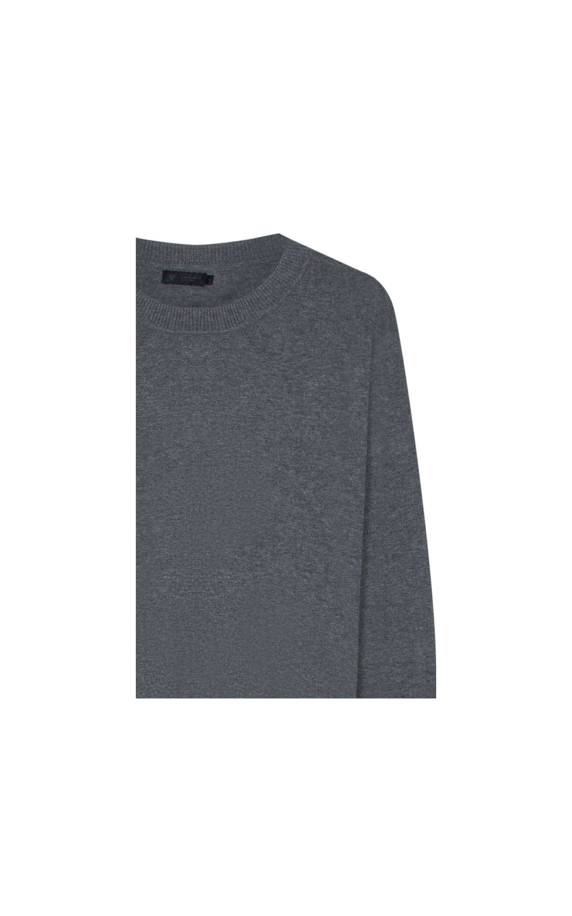 Tricot Cashmere Gola Careca Chumbo Mescla