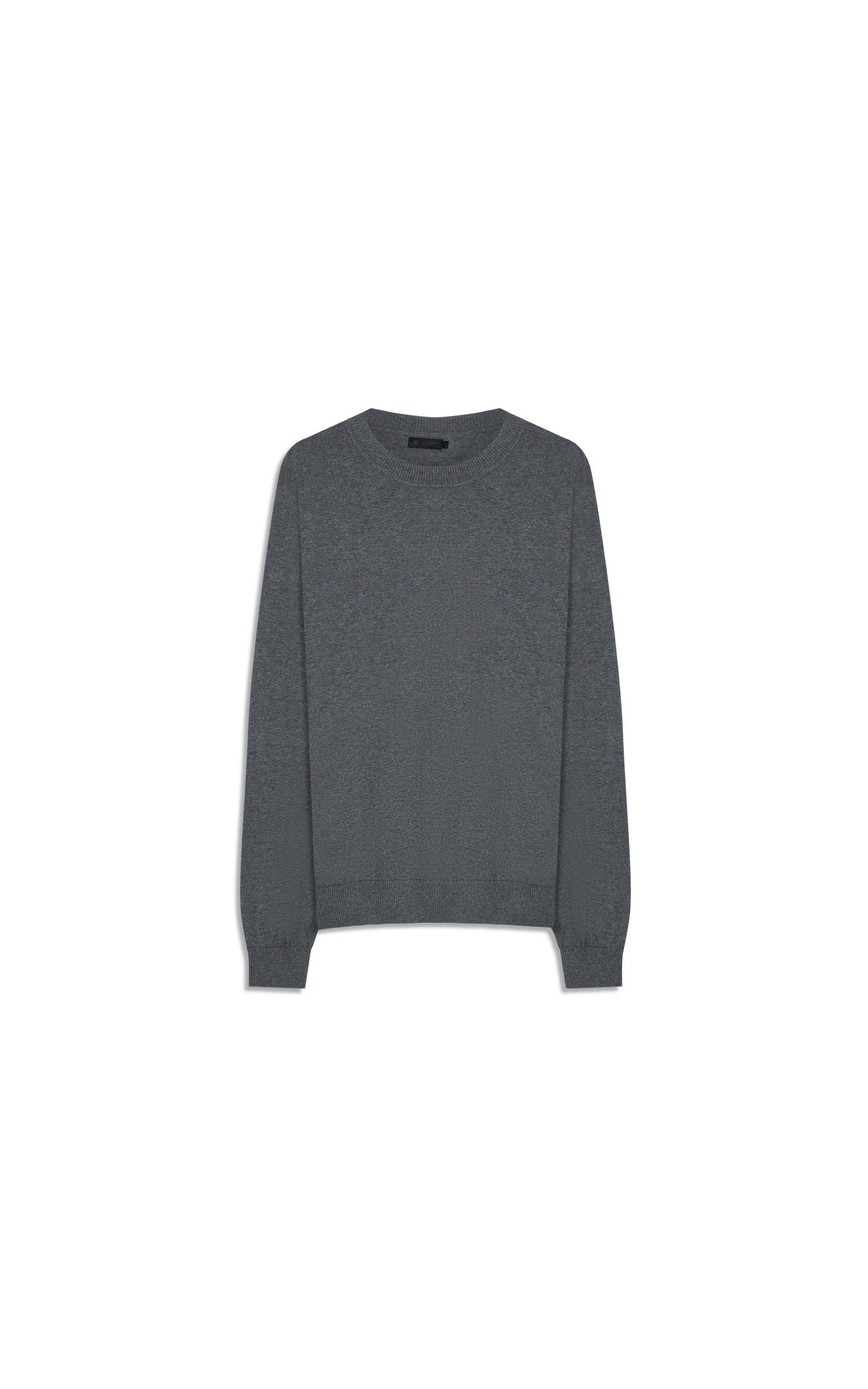 Tricot Cashmere Gola Careca Chumbo Mescla
