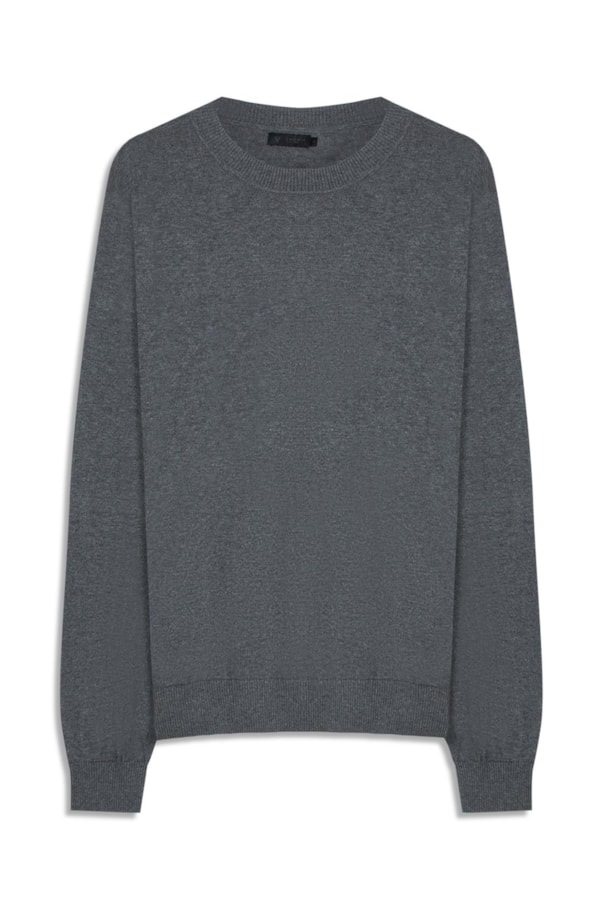 Tricot Cashmere Gola Careca Chumbo Mescla