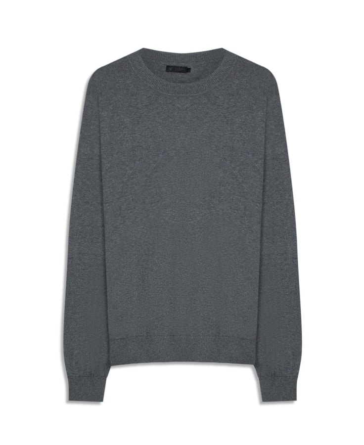 Tricot Cashmere Gola Careca Chumbo Mescla