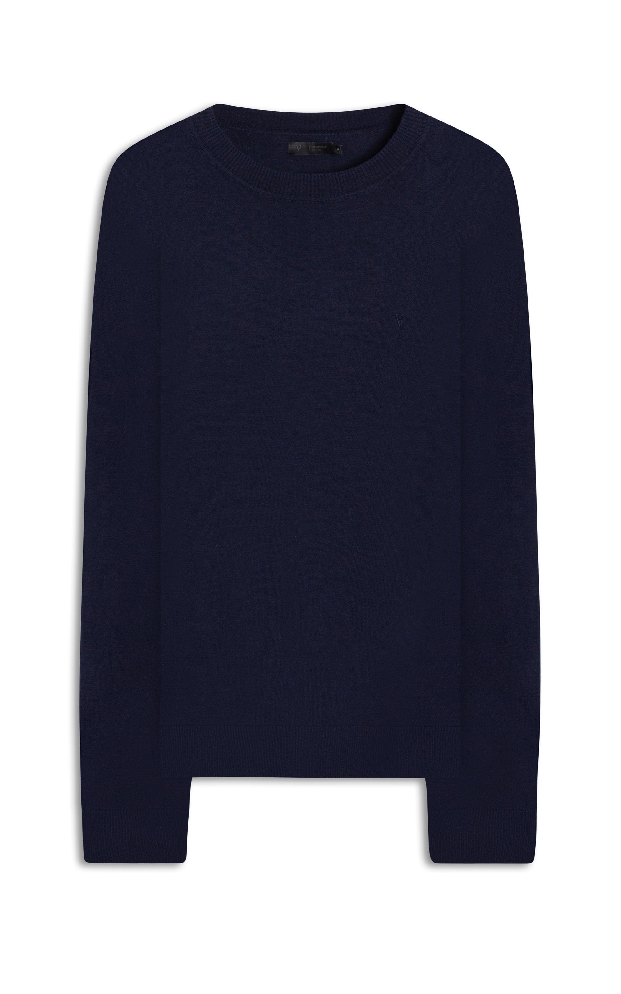 Tricot Cashmere Gola Careca Dark Navy