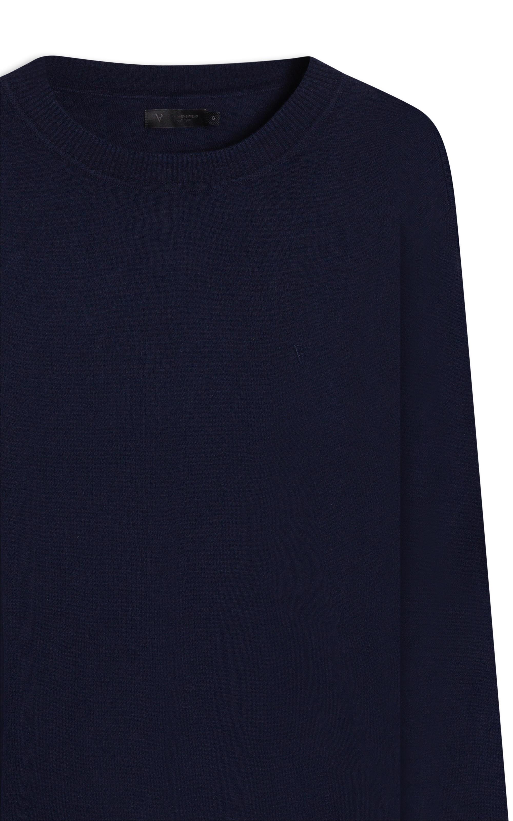 Tricot Cashmere Gola Careca Dark Navy