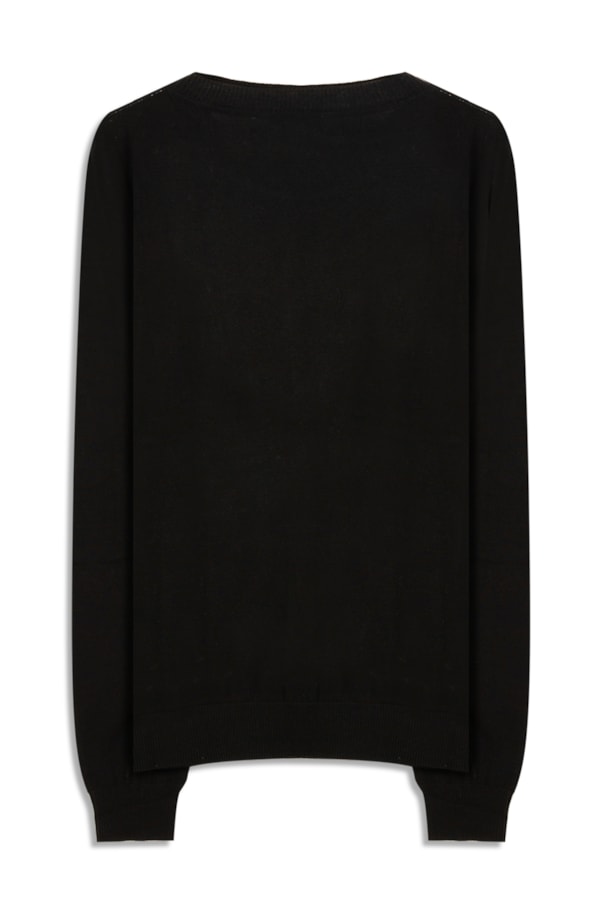 Tricot Cashmere Gola Careca Preto