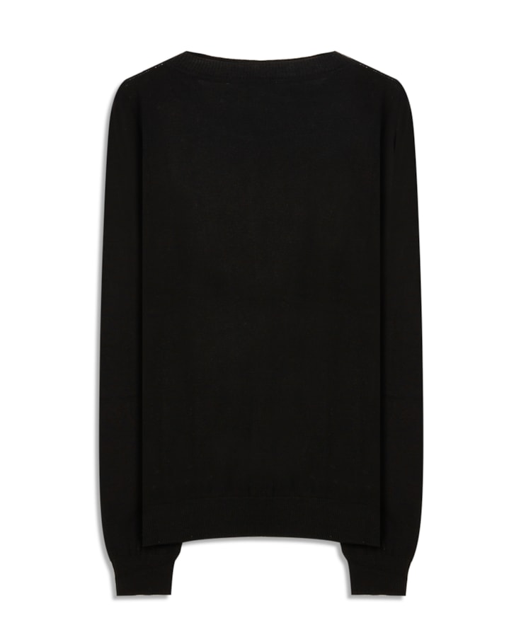 Tricot Cashmere Gola Careca Preto