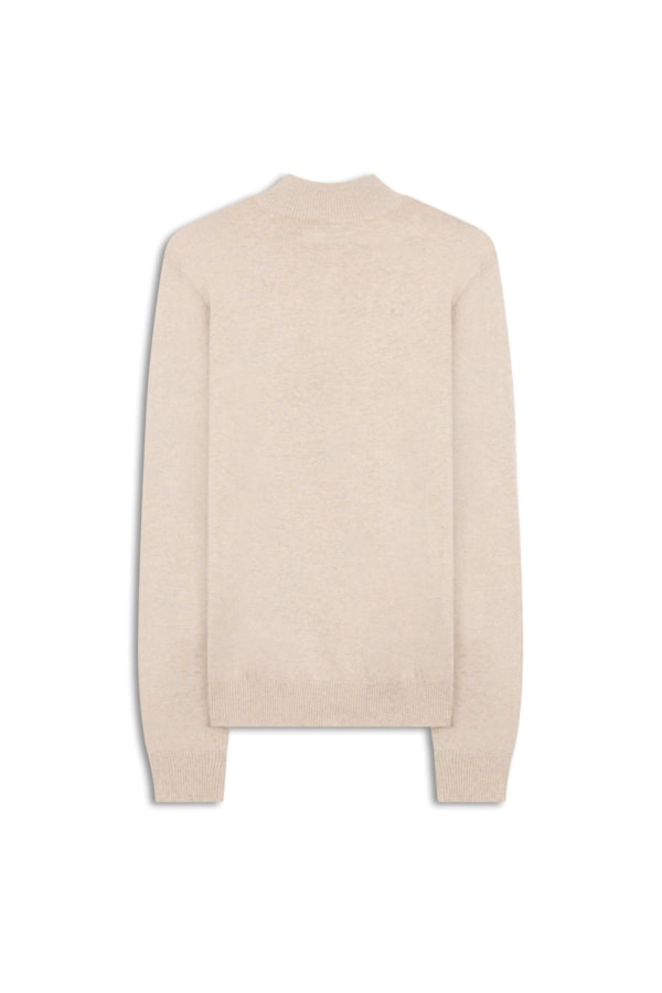 Tricot Cashmere Gola Com Ziper Areia