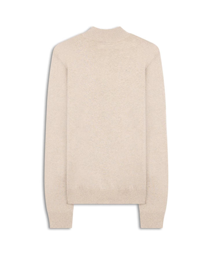 Tricot Cashmere Gola Com Ziper Areia