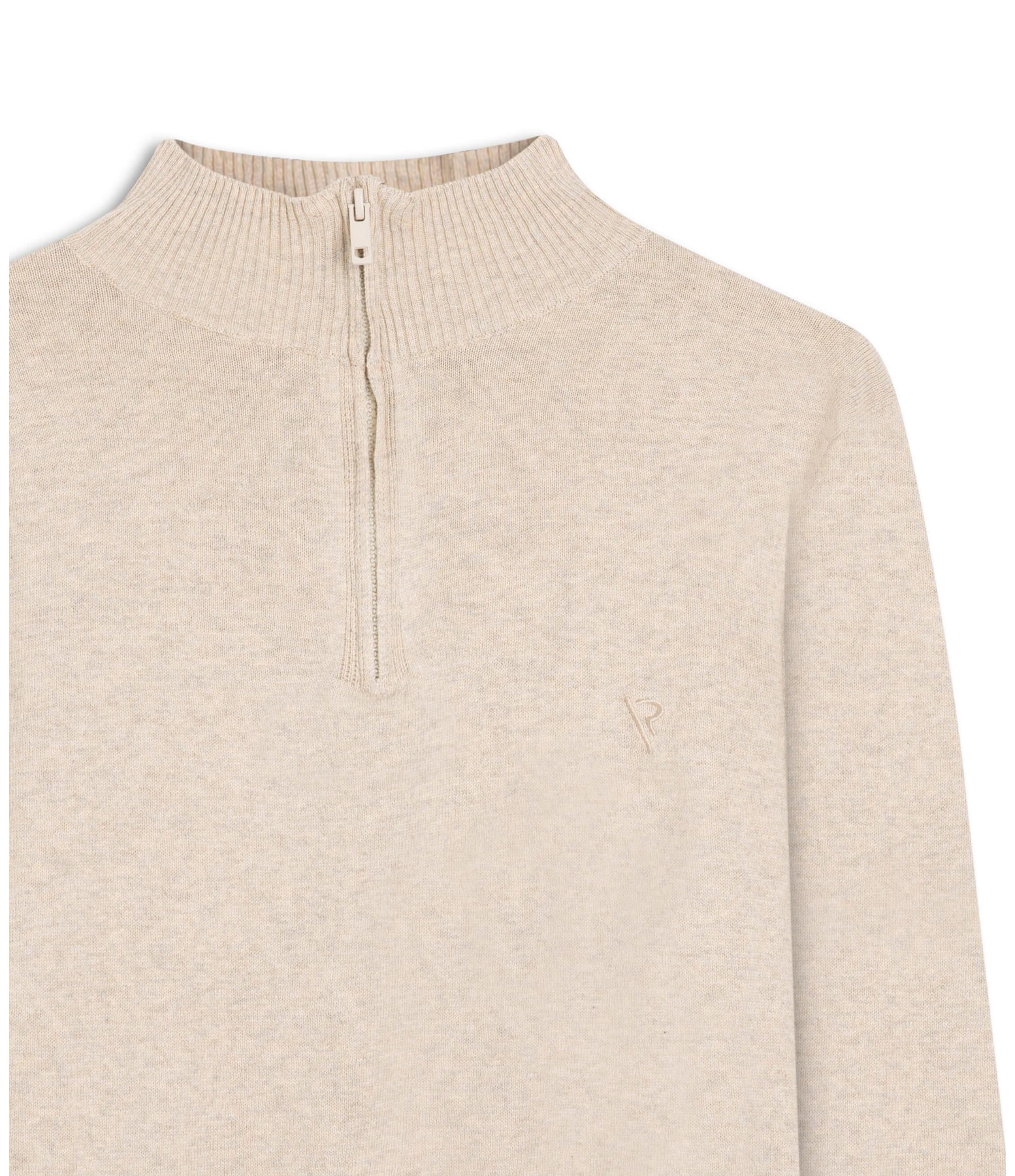 Tricot Cashmere Gola Com Ziper Areia