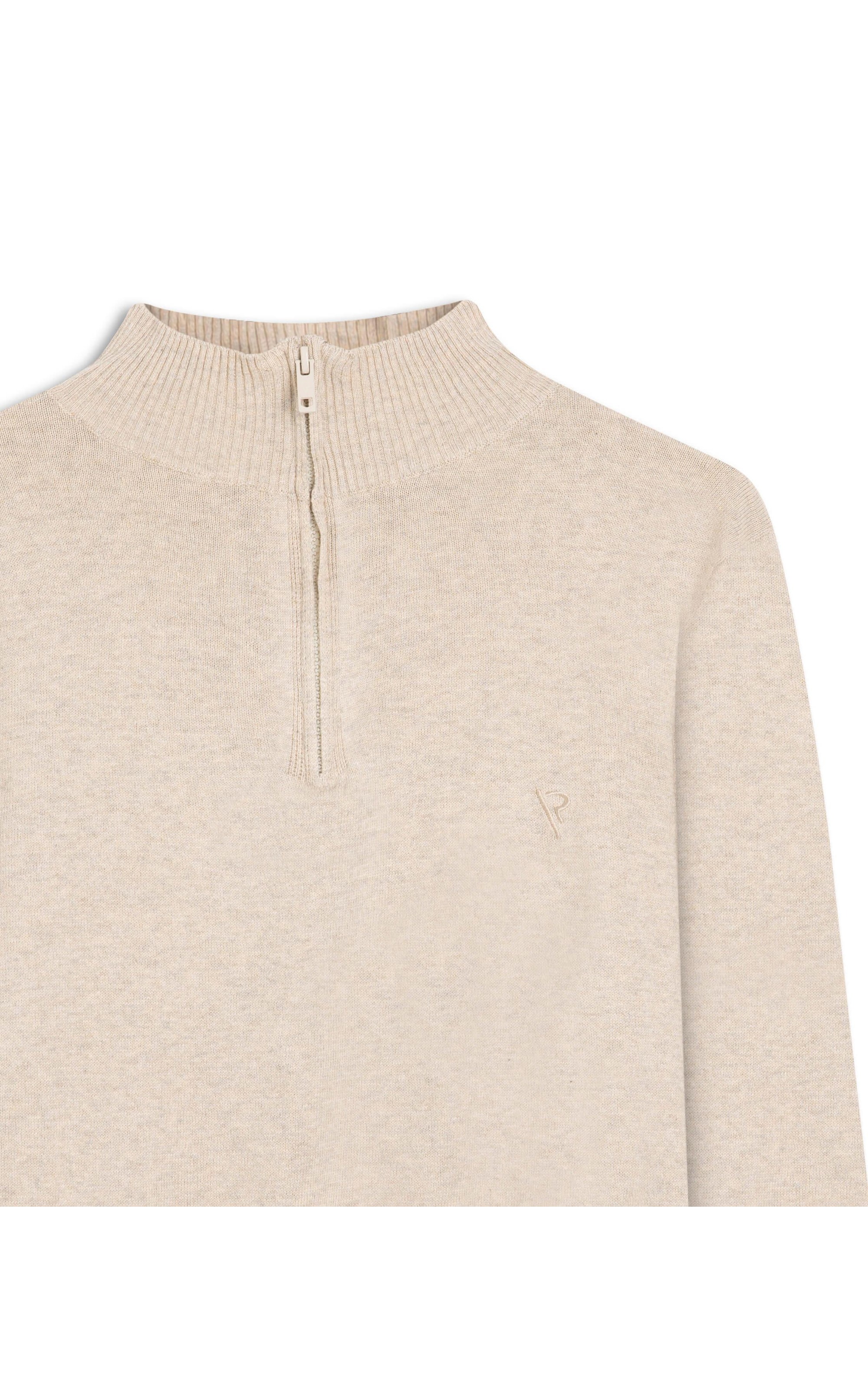 Tricot Cashmere Gola Com Ziper Areia