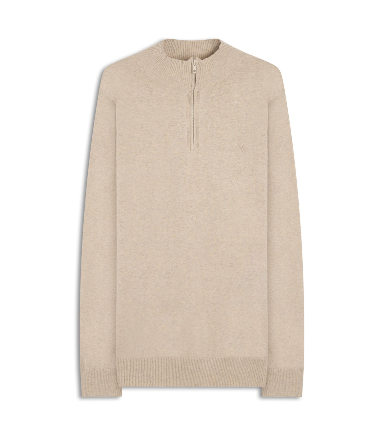 Tricot Cashmere Gola Com Ziper Areia