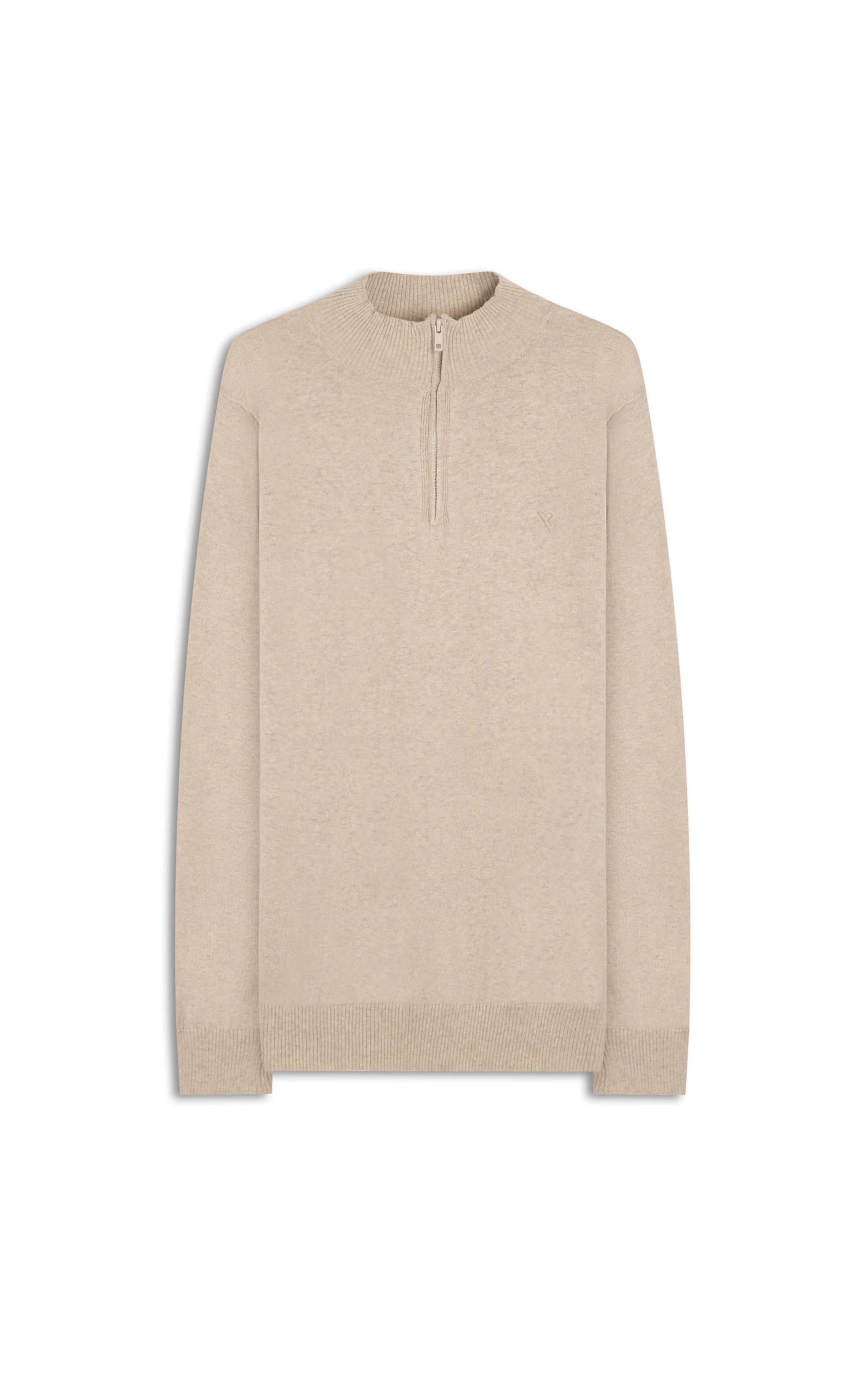 Tricot Cashmere Gola Com Ziper Areia
