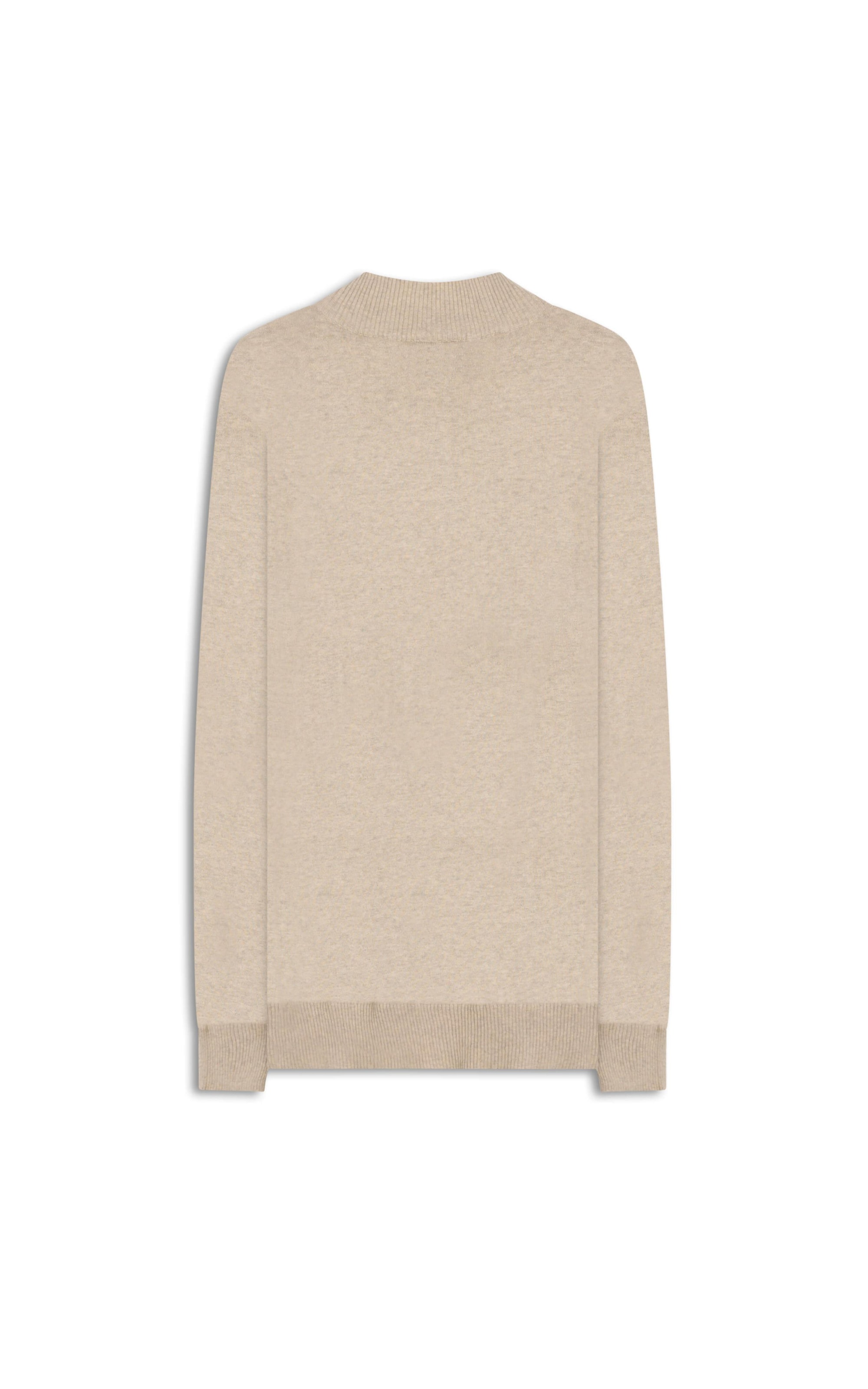 Tricot Cashmere Gola Com Ziper Areia