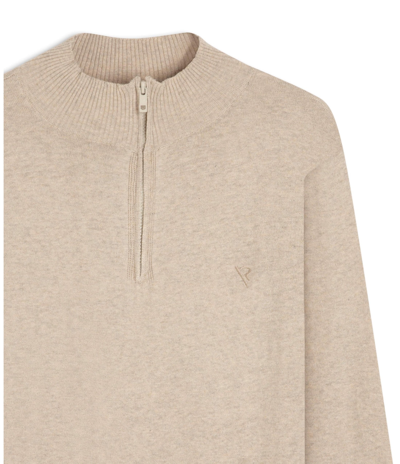 Tricot Cashmere Gola Com Ziper Areia
