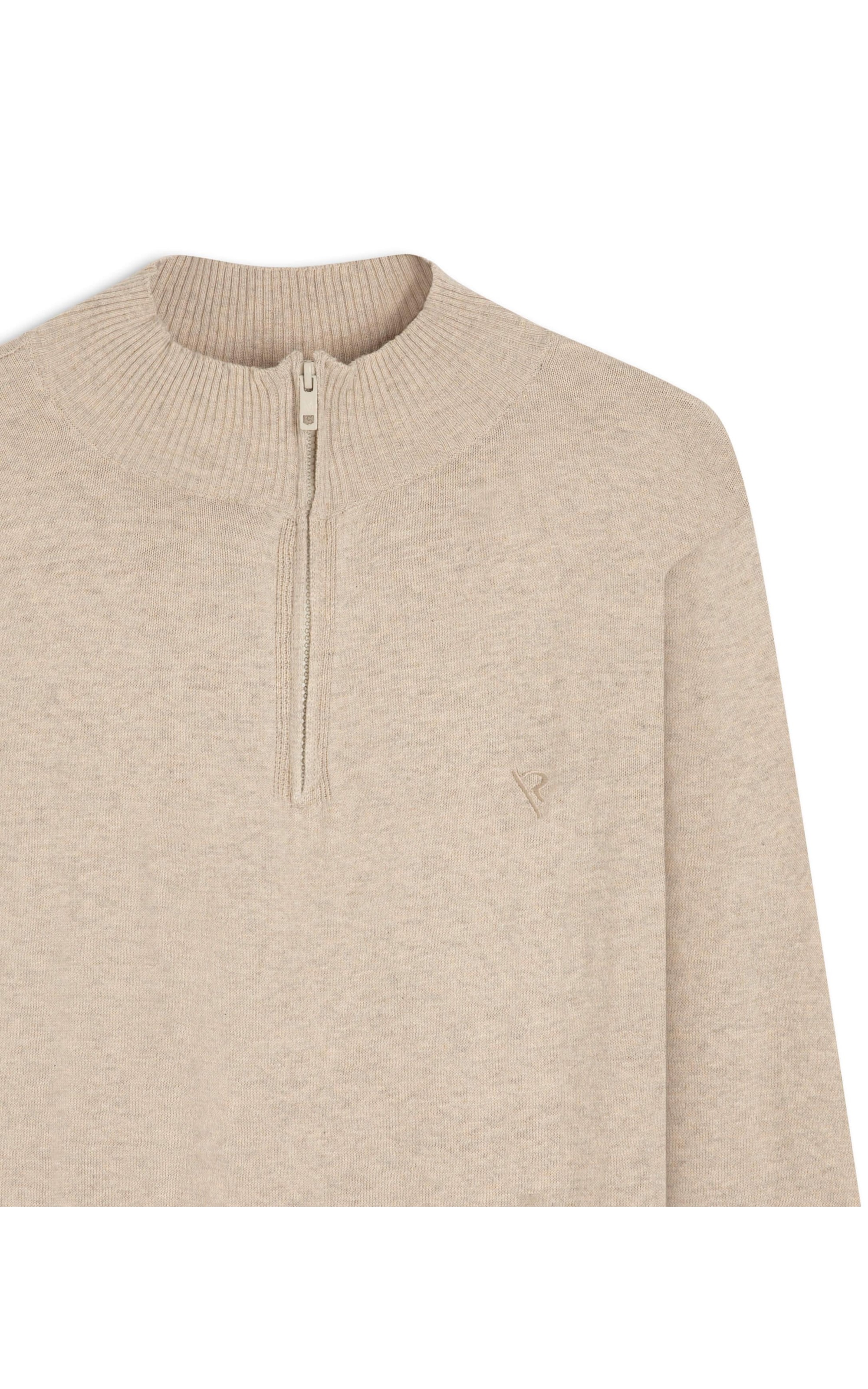 Tricot Cashmere Gola Com Ziper Areia