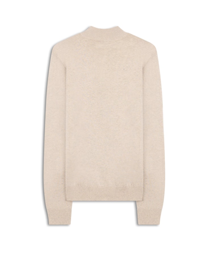 Tricot Cashmere Gola Com Ziper Areia