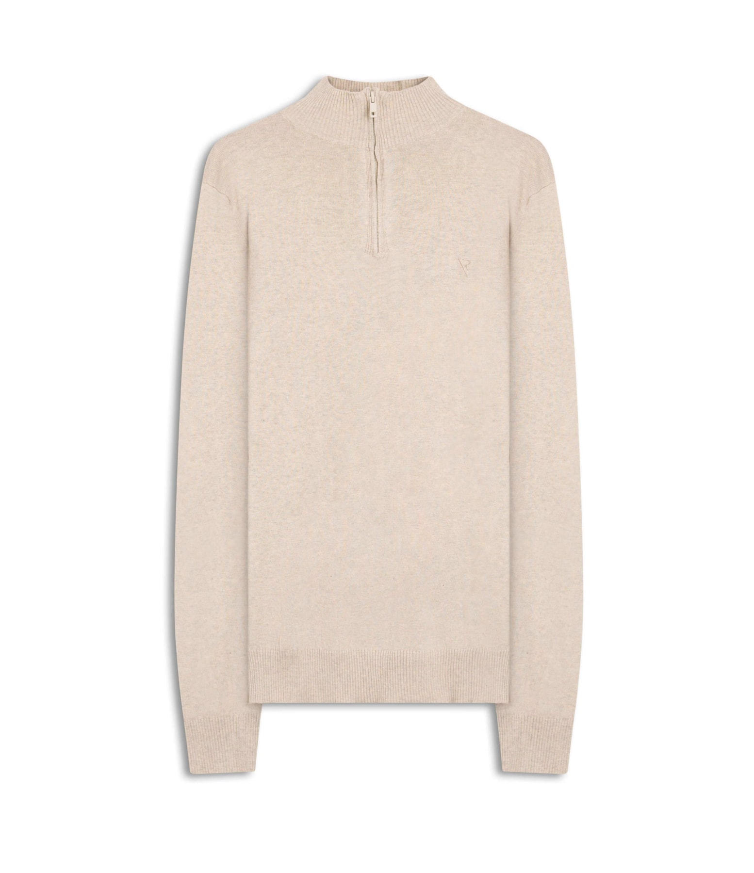 Tricot Cashmere Gola Com Ziper Areia